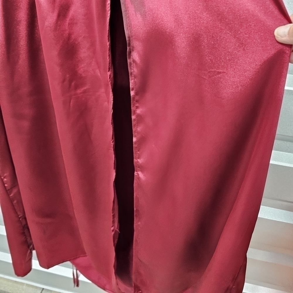 Jeykay Satin Burgandy Halter Maxi Dress - Picture 3 of 8